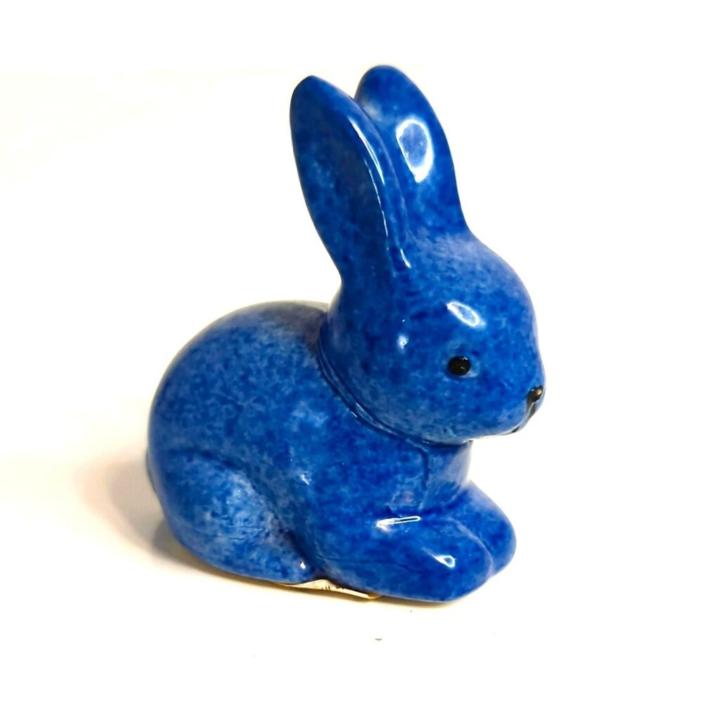 Beachcombers Intl Blue Speckled Bunny Rabbit Figurine Coastal Country Decor